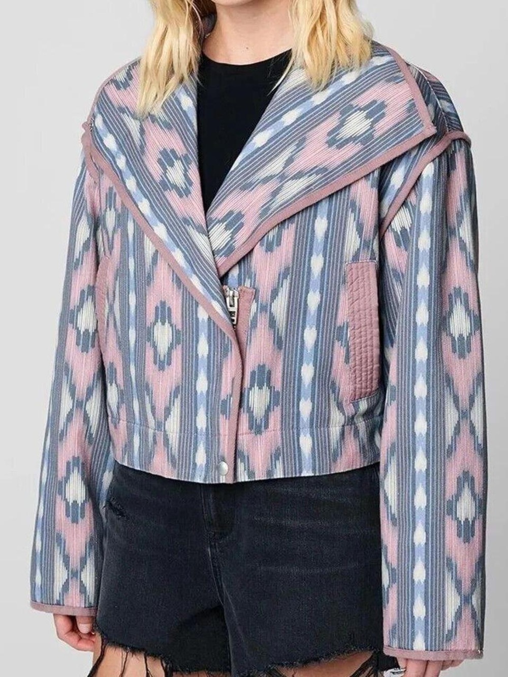 BlankNYC Tribal Print Cropped Jacket